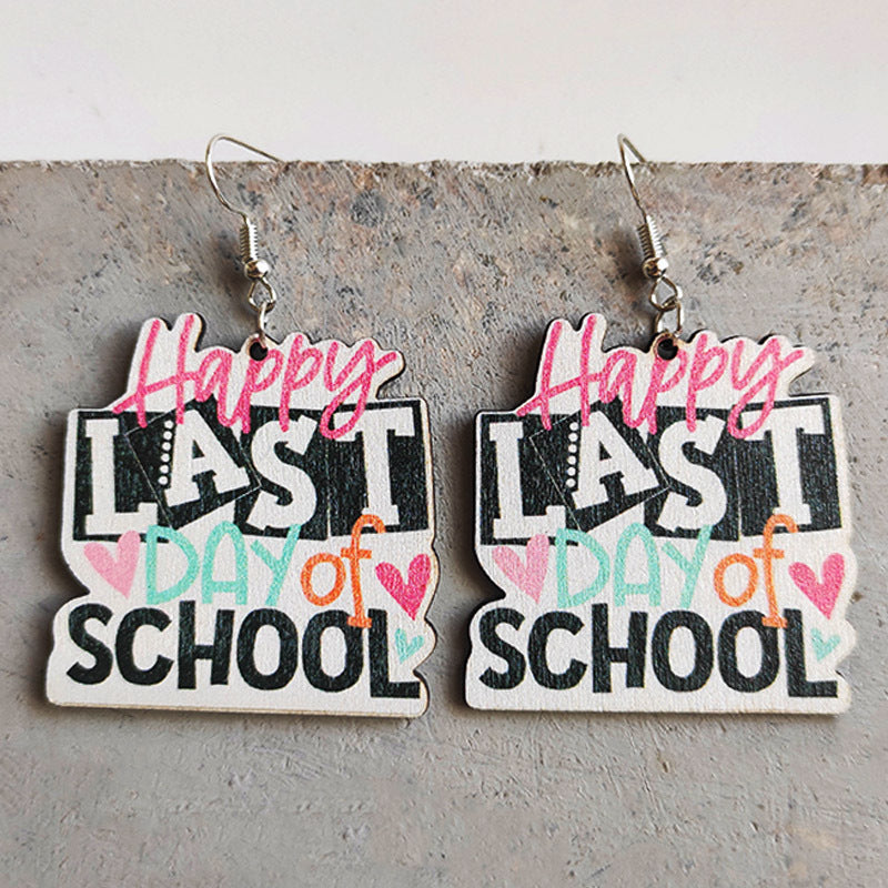 Wholesale Graduation Book and Cap Wooden Earrings Cute Student Gift Jewelry Accessory