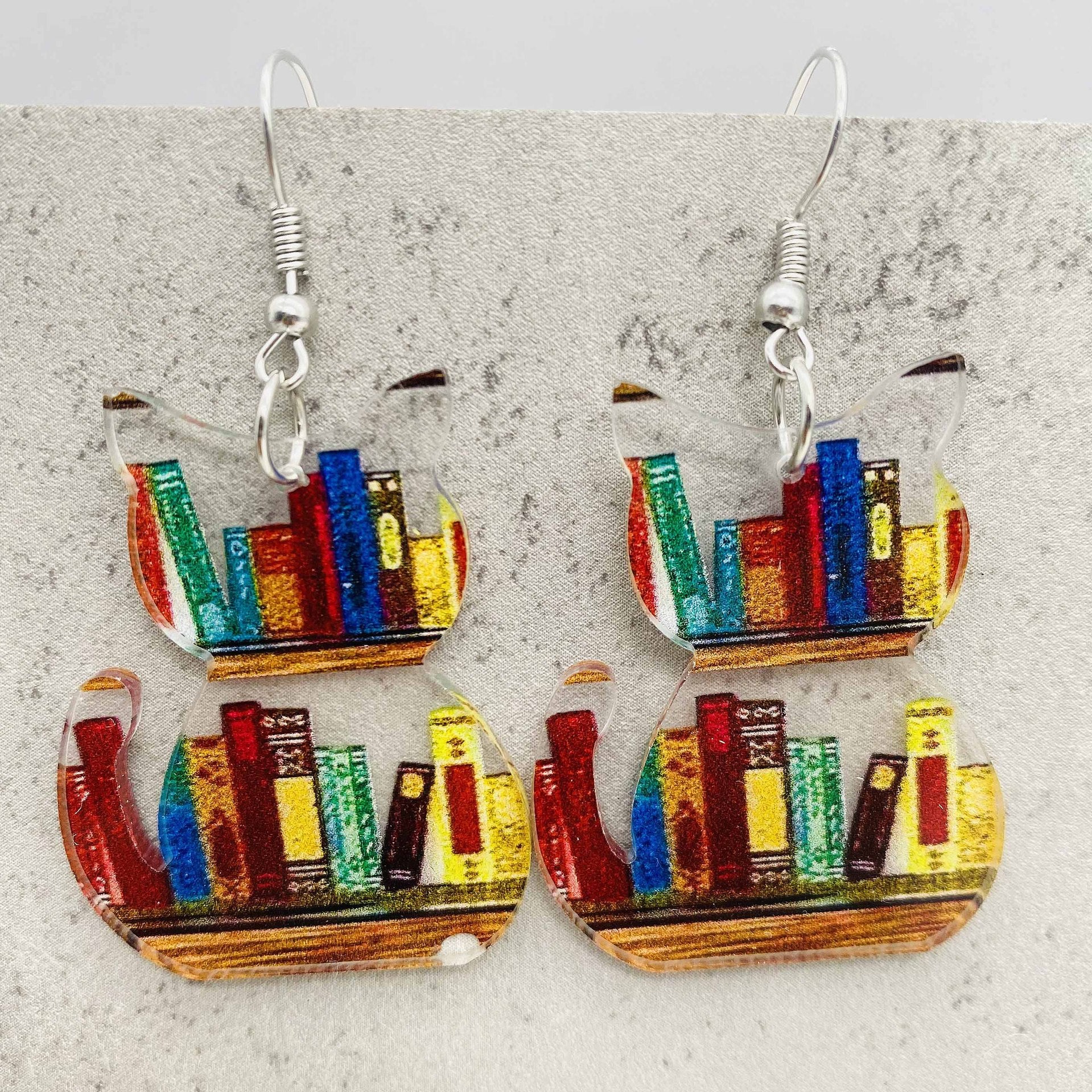 Wholesale Acrylic Teachers' Day Cat Dog Bookshelf Earrings ACC-ES-ChenY058