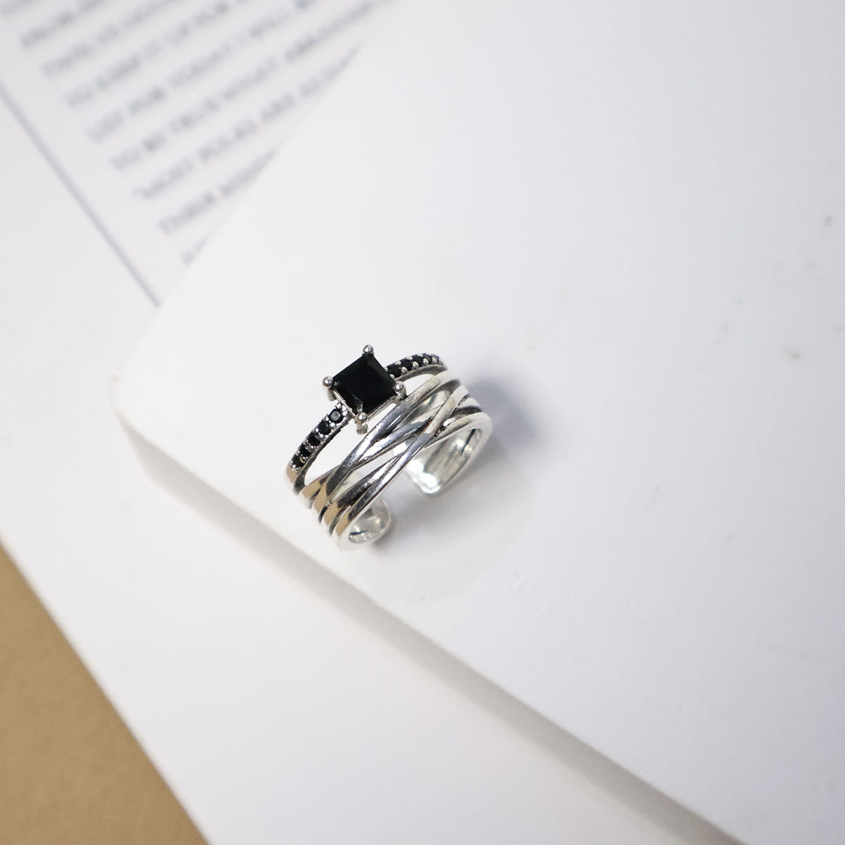 Wholesale 925 Silver Twist Double Layer Zircon Ring