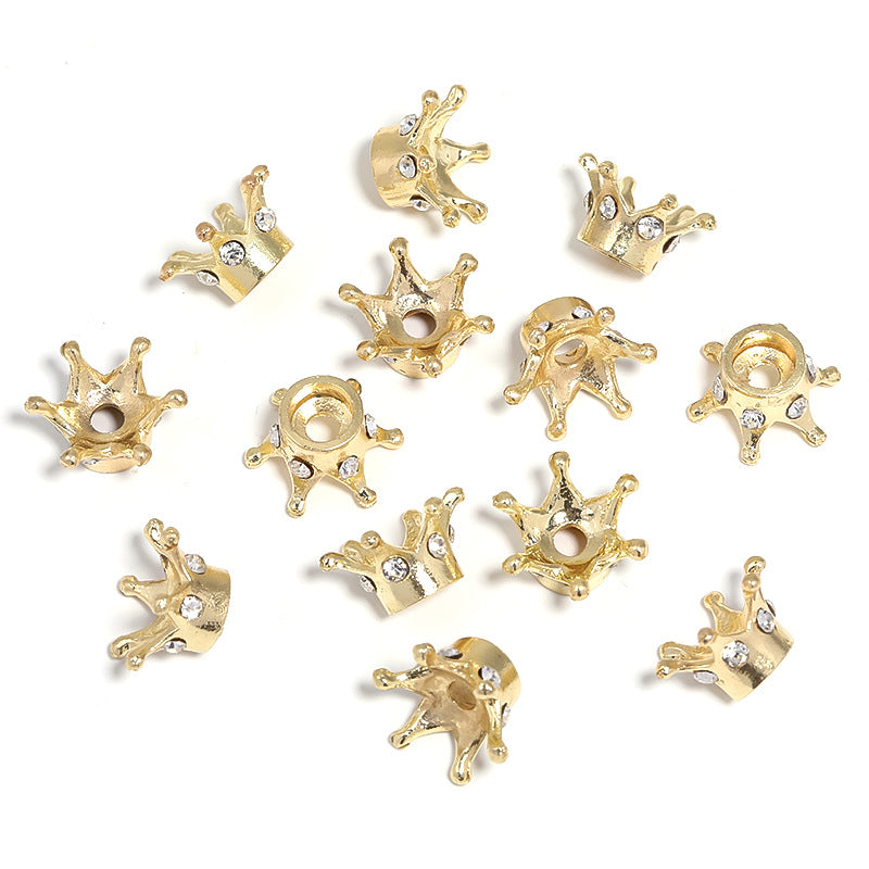 Wholesale 50pcs Three-dimensional Dot Diamond Small Crown Beaded Diy Alloy Accessories ACC-BDS-BLG052