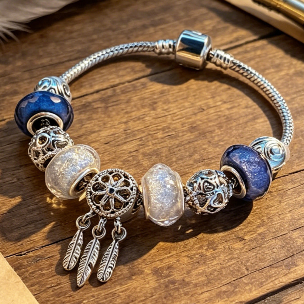 Wholesale Stainless Steel Sparkling Dreamcatcher Bead Bracelet Geometric Starry Design Women' s Fashion Accessory