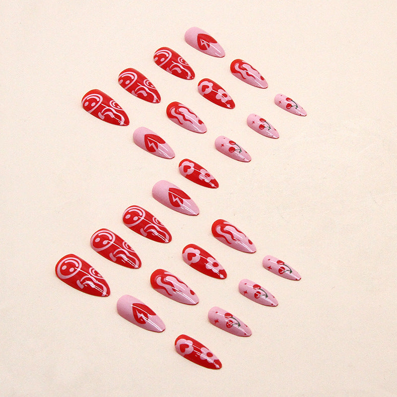 Wholesale 24 Pieces/box Valentine's Day Red Love Nails Kits Nail Stickers ACC-NS-QiHeng015