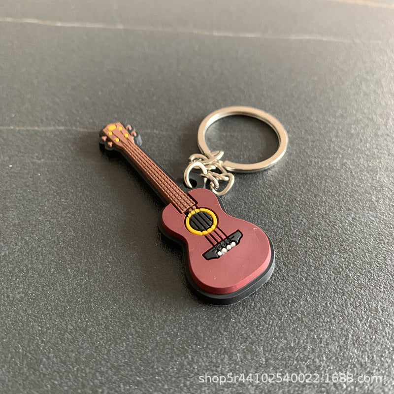 Wholesale Chinese Style Cartoon Guitar Keychain Pendant PVC Resin Epoxy Finish Ukulele Bag Charm Gift
