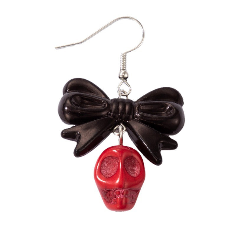 Wholesale   Skull Ear Hook  Bow Earrings
