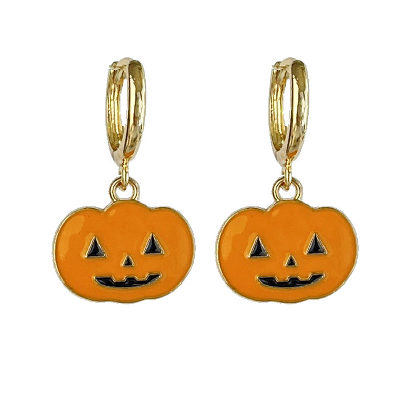 Wholesale 2 Pairs/pack Halloween Ghost Bat Thanksgiving Day Pumpkin Maple Leaf Metal Earrings ACC-ES-HY139