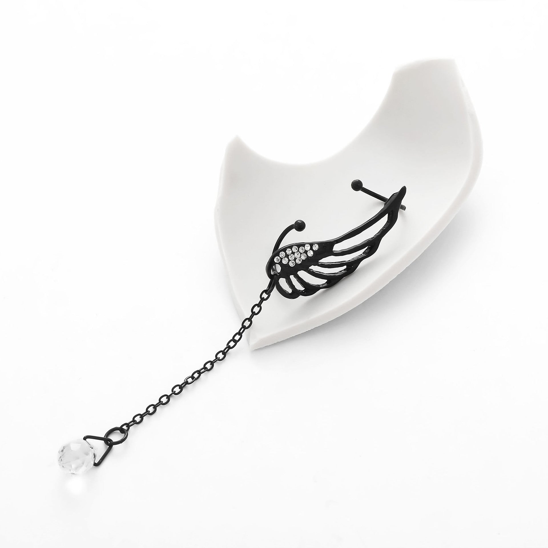 Wholesale Wing Tassel Rhinestone Non-pierced Ear Clip