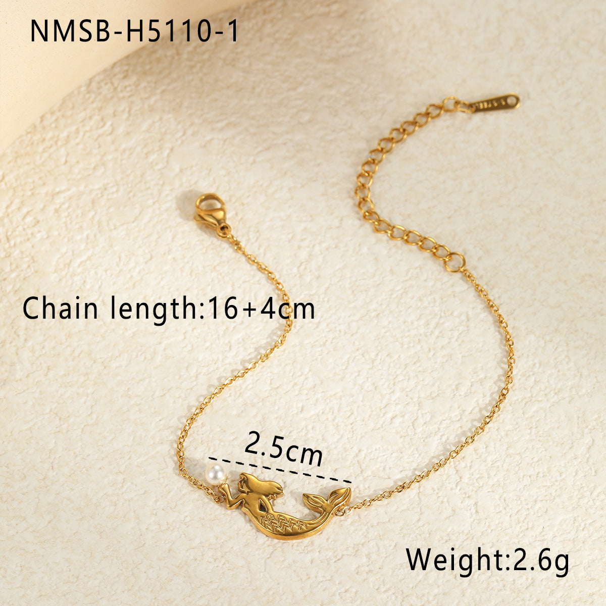 Wholesale mermaid stainless steel necklace plated 18K gold non-fading design clavicle bracelet