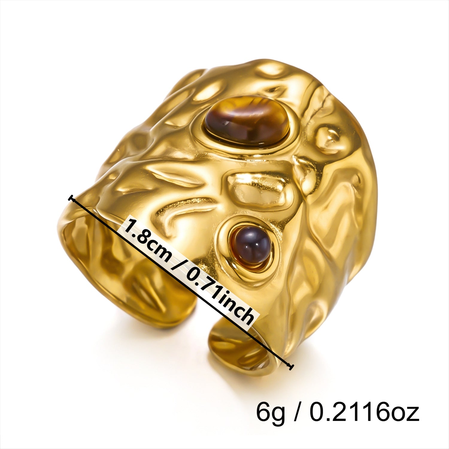 Wholesale Vintage Texture Tiger Eye Stainless Steel Multi-Layer Stacked Ring Jewelry Accessory
