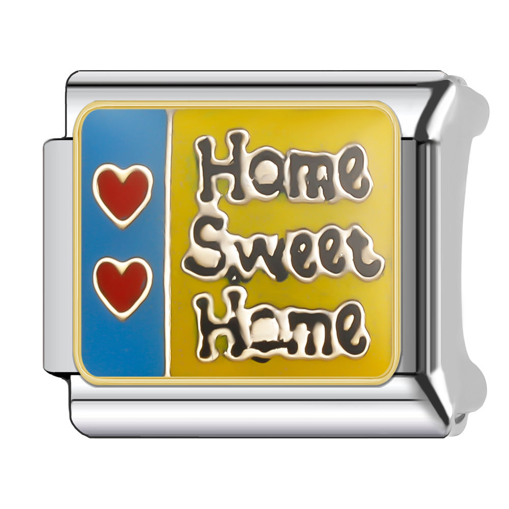 Wholesale Italian Charm Bracelet 9mm DIY Splicing English Series Stainless Steel Composable Bracelet