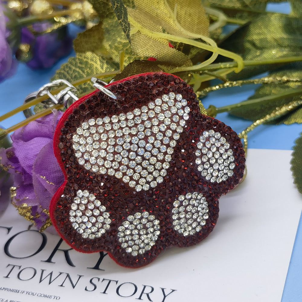 Wholesale creative  velvet diamond-encrusted cat's claw keychain