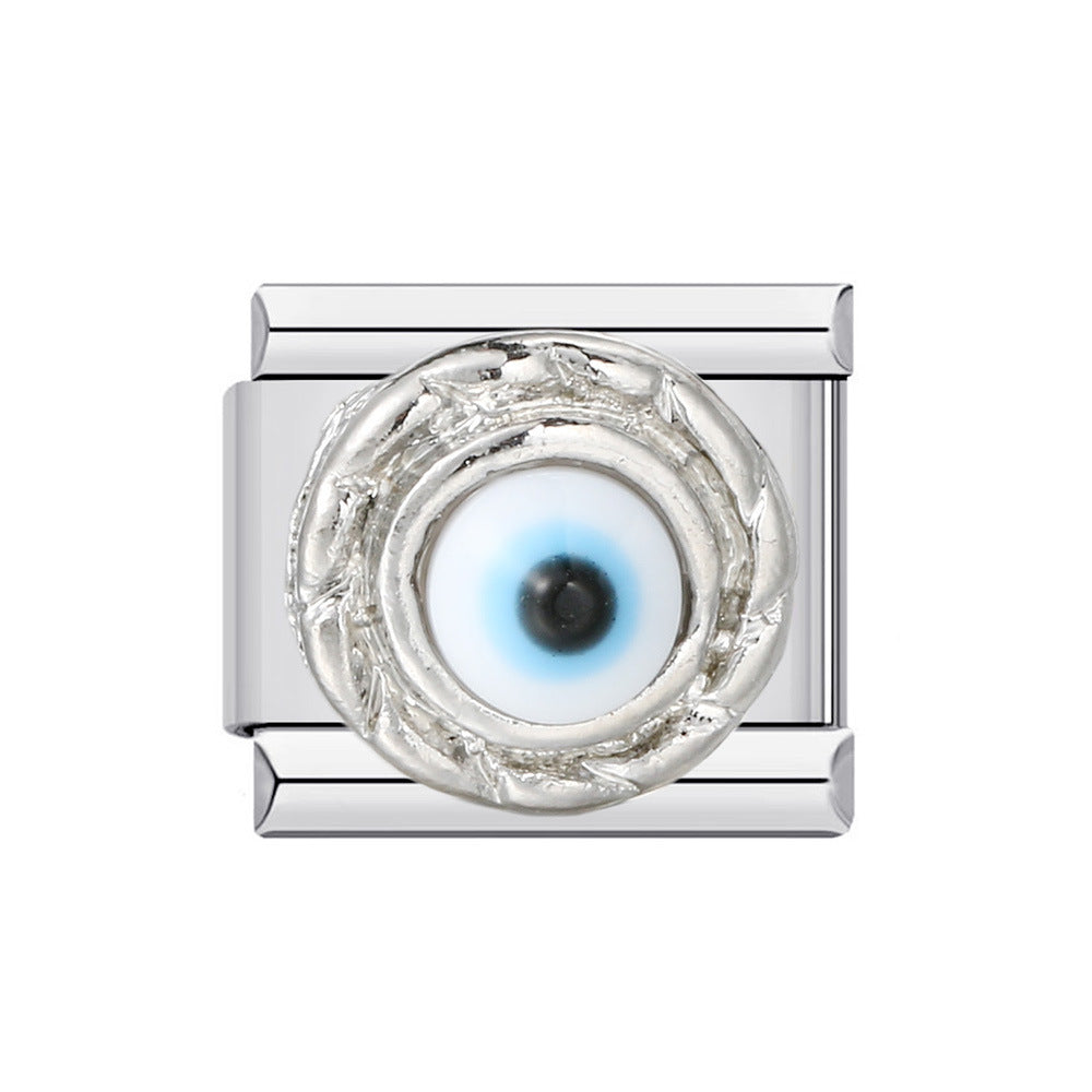 Wholesale Italian Evil Eye Modular Bracelet,  Stainless Steel Cartoon DIY Jewelry for Boutique Resale
