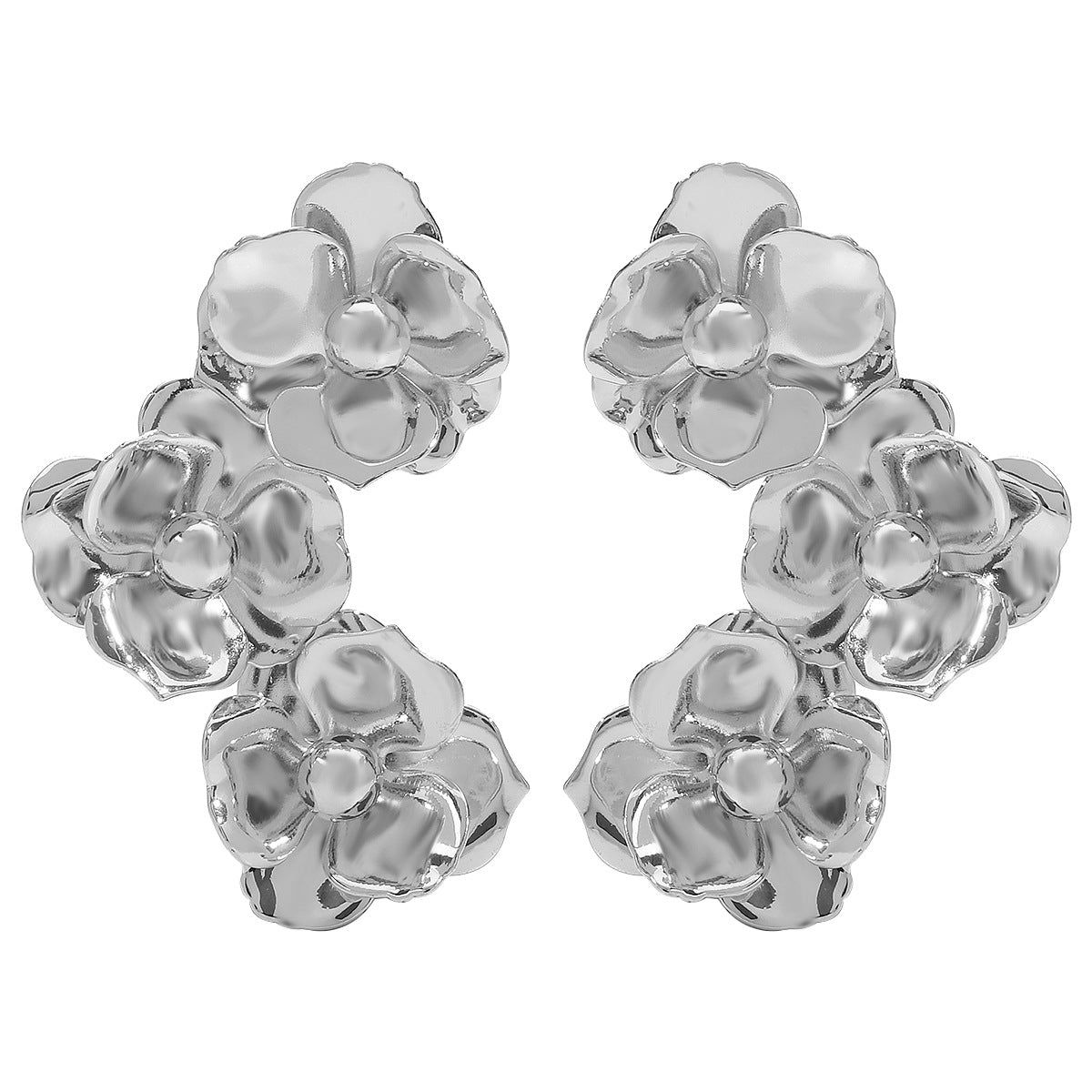 Wholesale Flower Earrings Fashion Retro All-match Metal Style Symmetrical Earrings