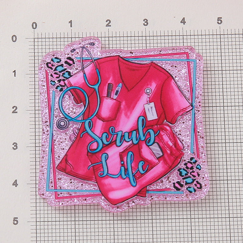 Wholesale 10pcs DIY Flatback Cartoon Acrylic Flatback Badge Reels Retractable Keychain DIY Accessories