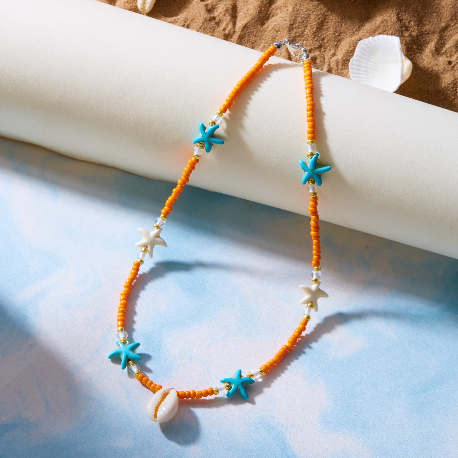 Wholesale Bohemian Holiday Style Necklace  Rice Beads Necklace Card Necklace