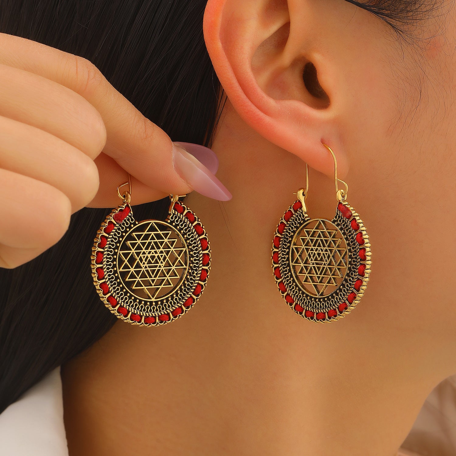Wholesale Retro Bohemian Floral Hollow Out Earrings Alloy Antique Gold Women S Party Jewelry