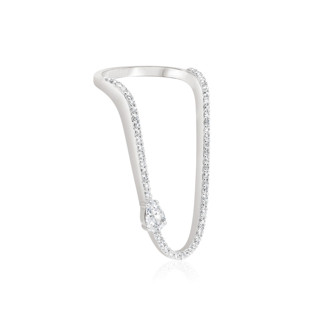 Wholesale U-shaped ring light luxury super sparkling diamond ring