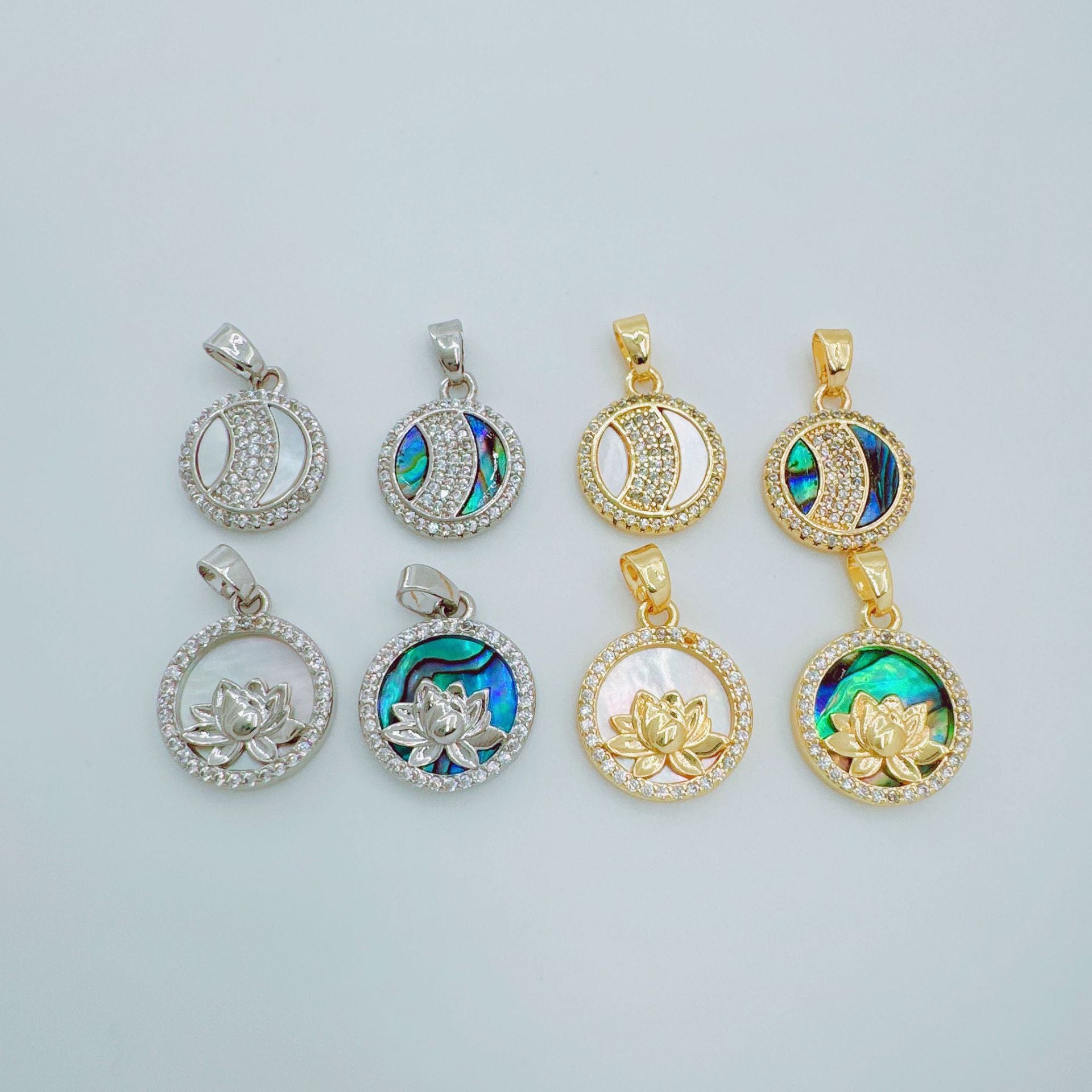 Wholesale Copper Gold Plated Abalone Shell Lotus Pendant Necklace DIY Fashion Accessory Boutique Resale