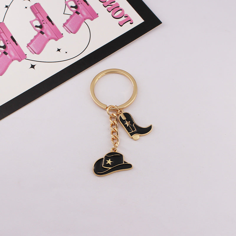Wholesale Western Style Cowboy Hat Cowboy Boots Alloy Keychain ACC-KC-QiChen005