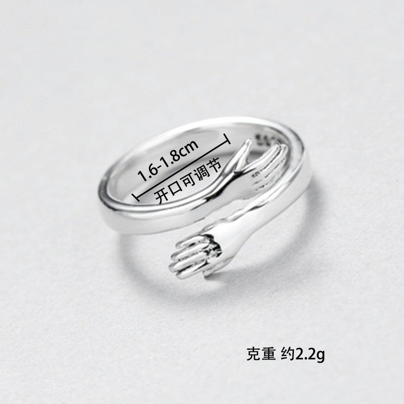 Wholesale love hug couple opening adjustable ring