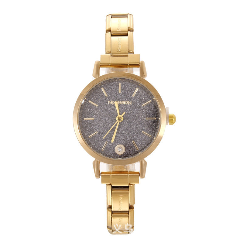 Wholesale Trendy Women' s Quartz Watch Gold Tone Stainless Steel Minimalist Fashion Wristwatch for Party Accessory