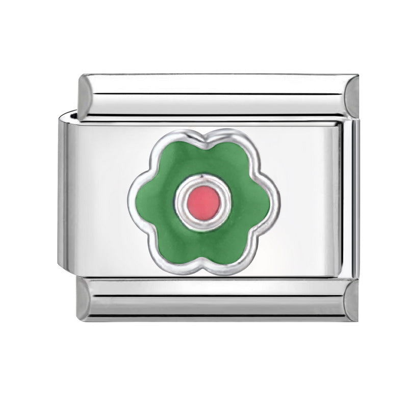 Wholesale Italian modular bracelet 9mm DIY splicing detachable flower series stainless steel combinable bracelet