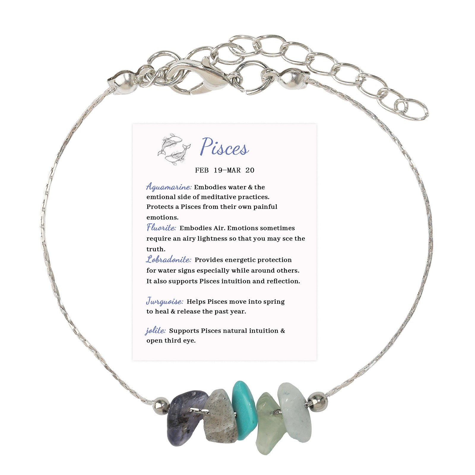 Wholesale 12 Constellation Bracelet Irregular Citrine Lapis Lazuli White Chalcedony Chain Adjustable Bracelet