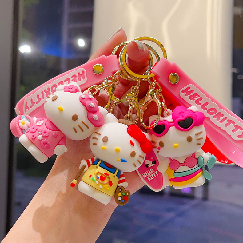 Wholesale Cartoon Cat Keychain Decorative Bag Charm Car Key Accessory Gift for Couples
