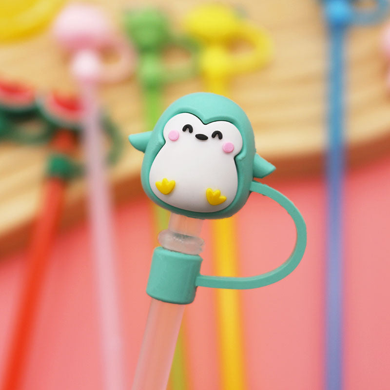 Wholesale  Cute Cartoon 10mm PVC Soft Straw Tube Cap