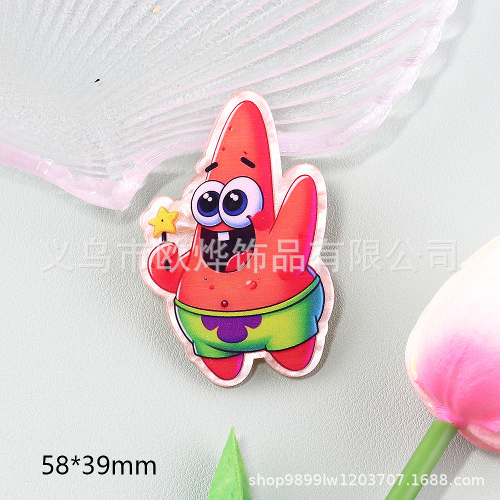 Wholesale 10pcs DIY Flatback Cartoon Rainbow Girl Acrylic Flatback Badge Reels Retractable Keychain DIY Accessories