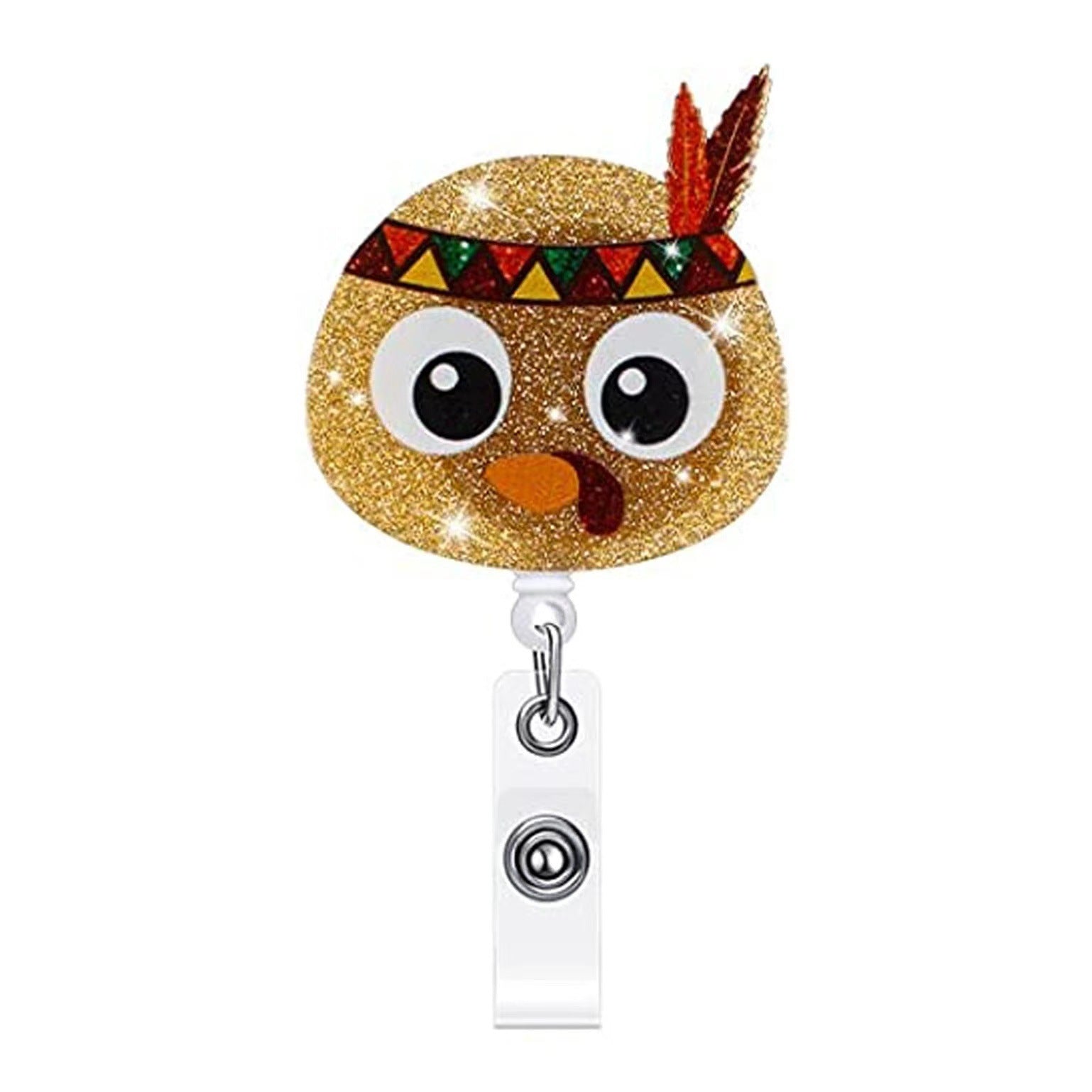 Wholesale Christmas Tree Holiday Glitter Badge Clip Retractable Keychain ACC-KC-LingYu011