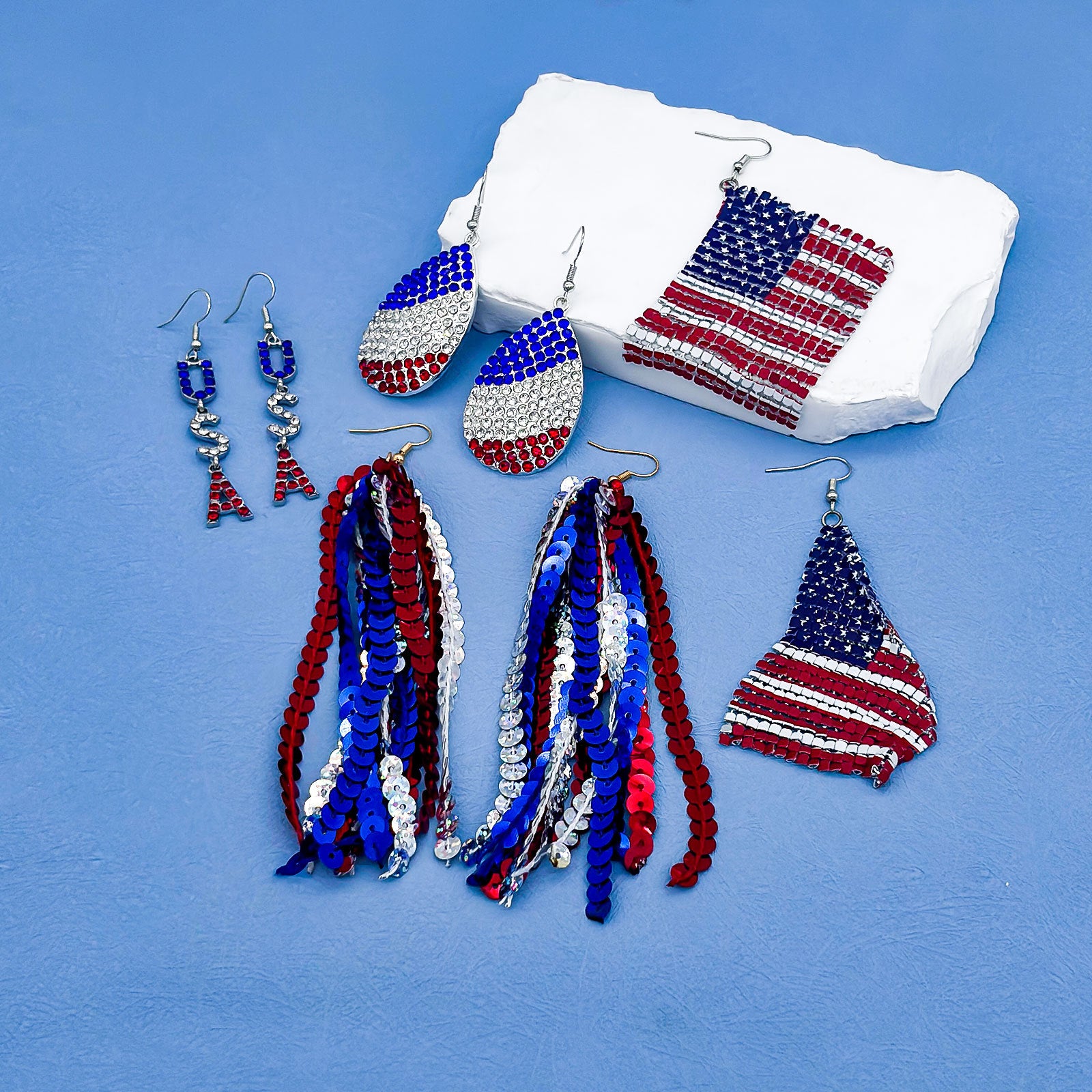 Wholesale Several Zinc Alloy Long Earrings for Independence Day