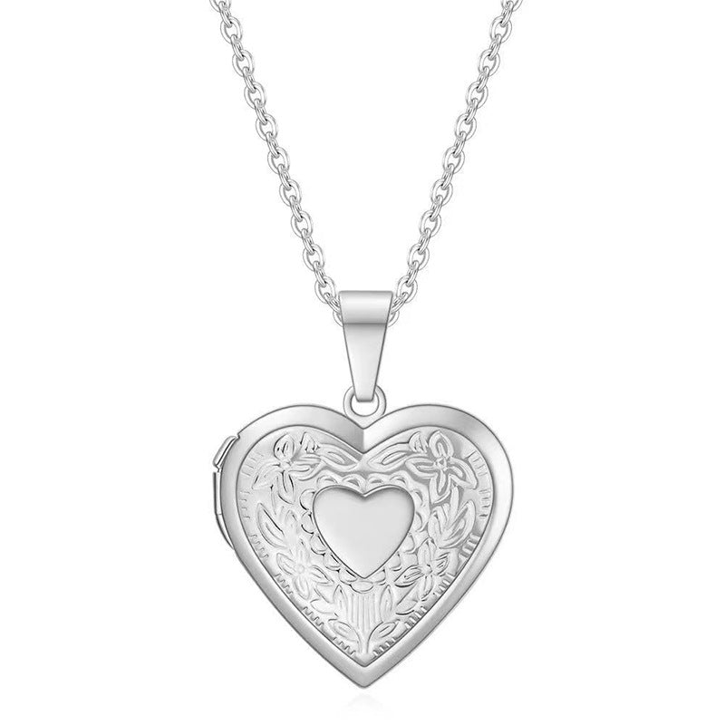 Wholesale Stainless Steel Heart Shape Openable Photo Frame Memorial Gift Valentine's Day Necklace