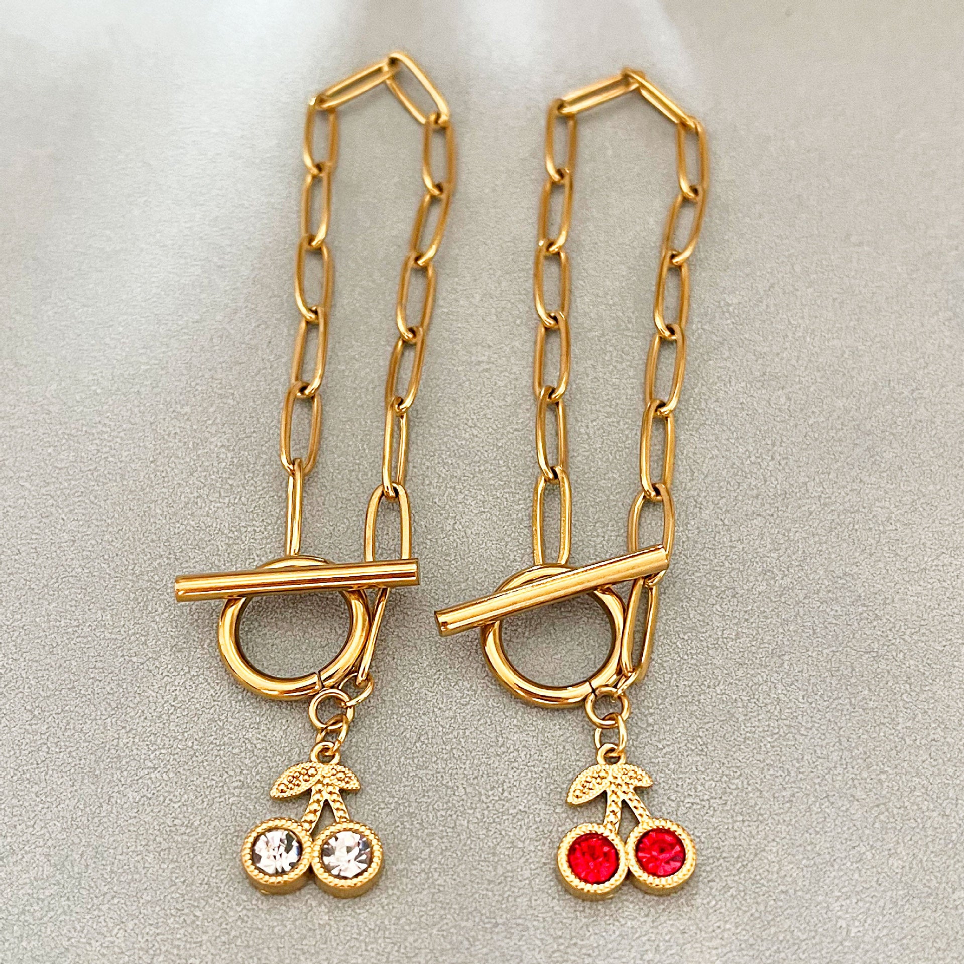 Wholesale Diamond Fruit Cherry Pendant Bracelet