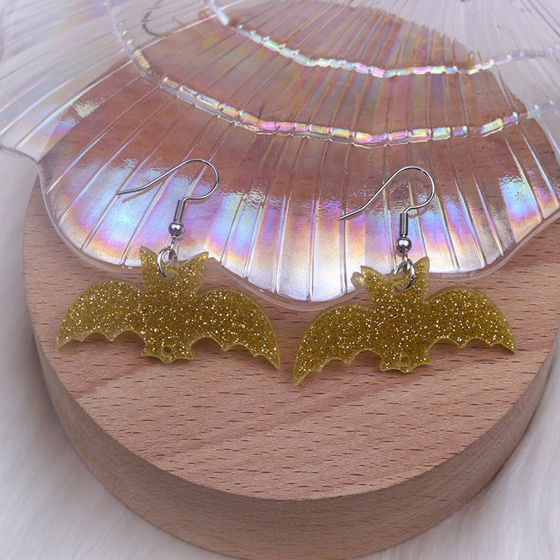 Wholesale Halloween Earrings Long Stitching Bat Pumpkin Spider Acrylic Earrings