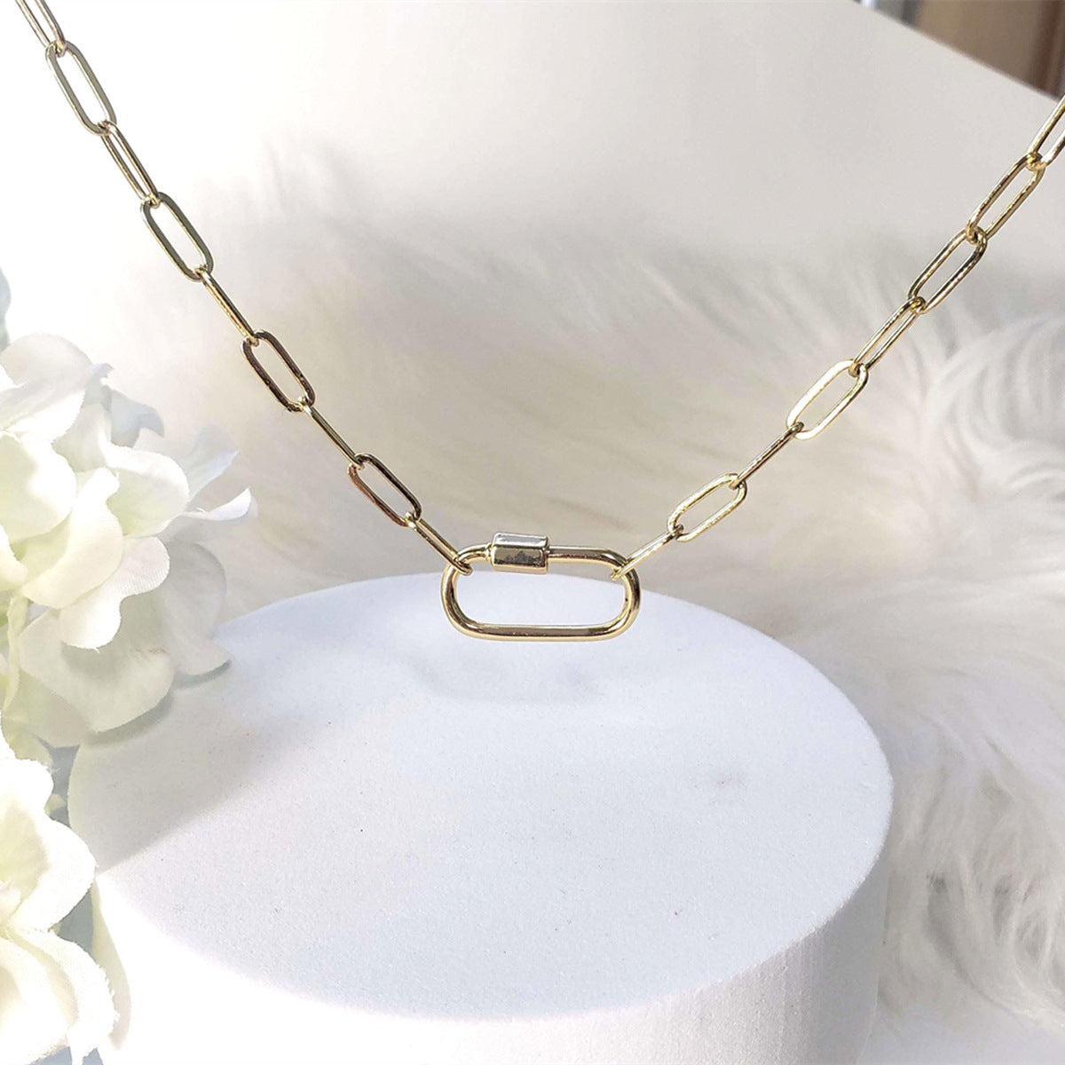 Wholesale Stainless steel basic movable chain pendant necklace vacuum plated in the furnace versatile women' s necklace
