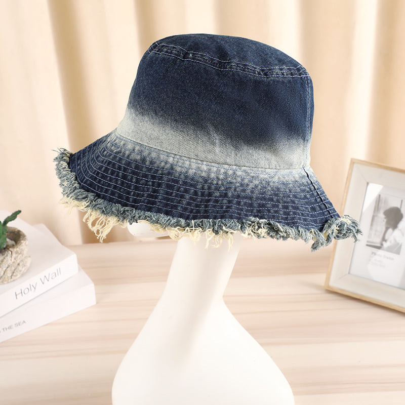 Wholesale Gradient raw edge washed bucket hat