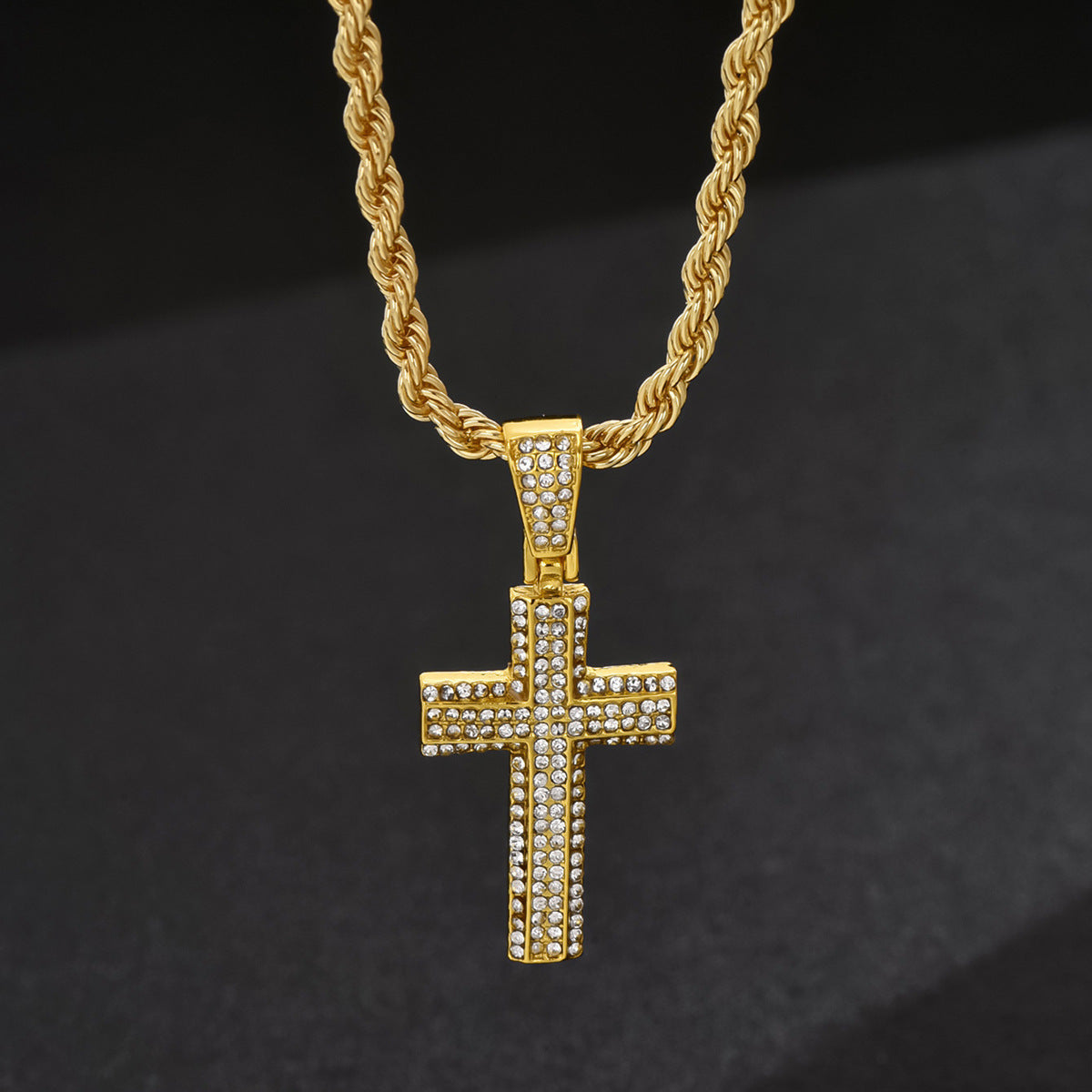 Wholesale Hip Hop Cross Diamond Cuban Chain Necklace Alloy Necklace ACC-NE-BaSha002