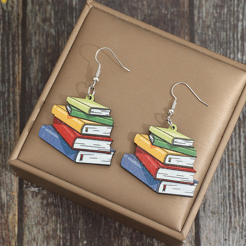 Wholesale Book Creative Wooden Earrings