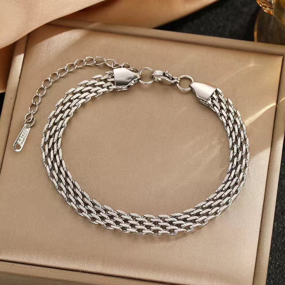 Wholesale 18K Stainless Steel Woven Chain Unisex Bracelet Trendy Everyday Jewelry Accessory Gift