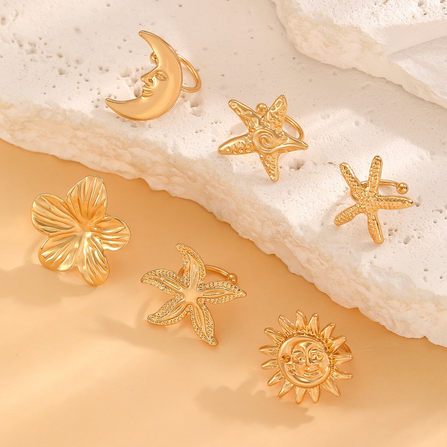 Wholesale  Sun Moon Flower Ear Clip  Earrings