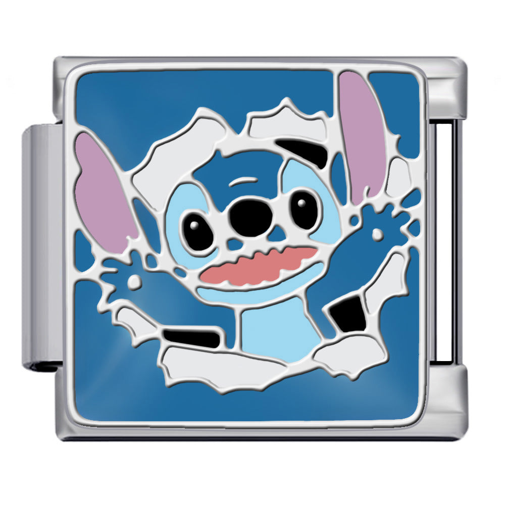 Wholesale Italian modular  stainless steel welded gold-plated cartoon animal DIY  bracelet