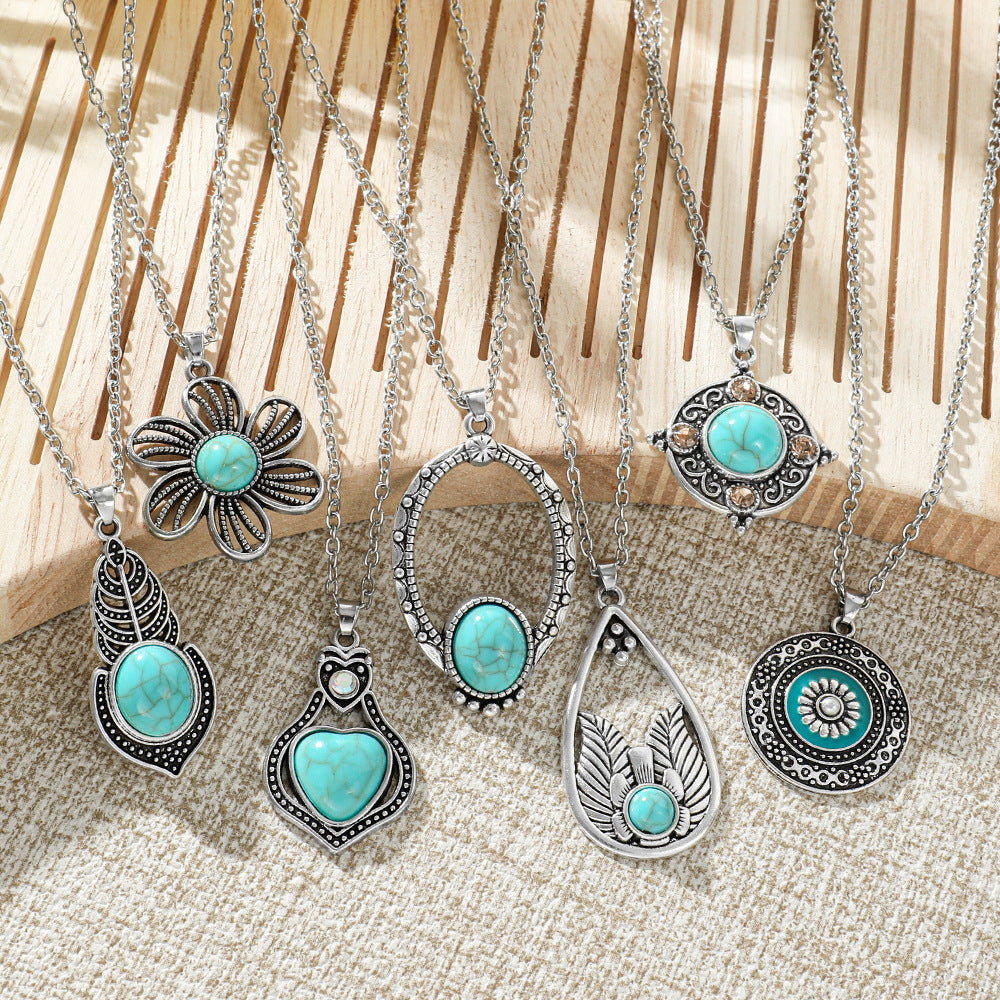 Wholesale Bohemian Heart Drop Pendant Necklace - Ethnic Style Zinc Alloy Inlay for Everyday Fashion Accessory