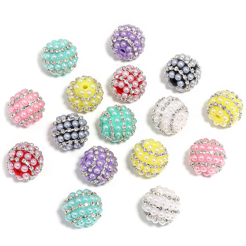 Wholesale 5PCS Candy Color Pearl Rhinestone Beads DIY Beads Mobile Phone Chain Accessories ACC-BDS-BLG044
