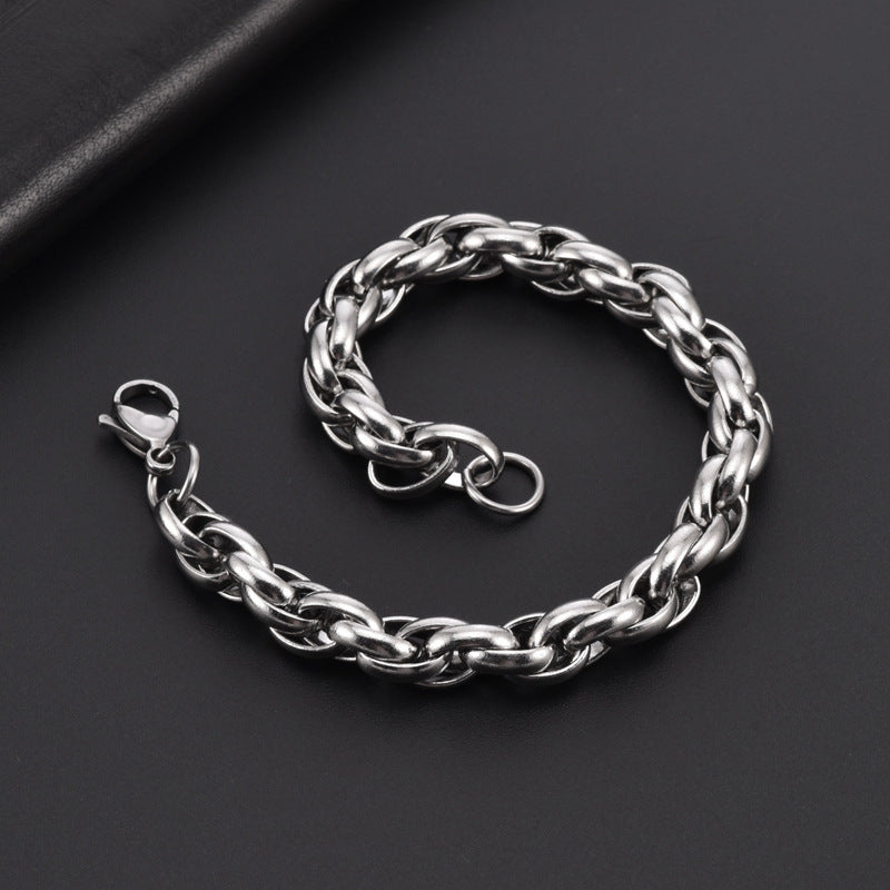 Bracciale hip hop a catena fatto a mano con chiglia in acciaio al titanio all'ingrosso