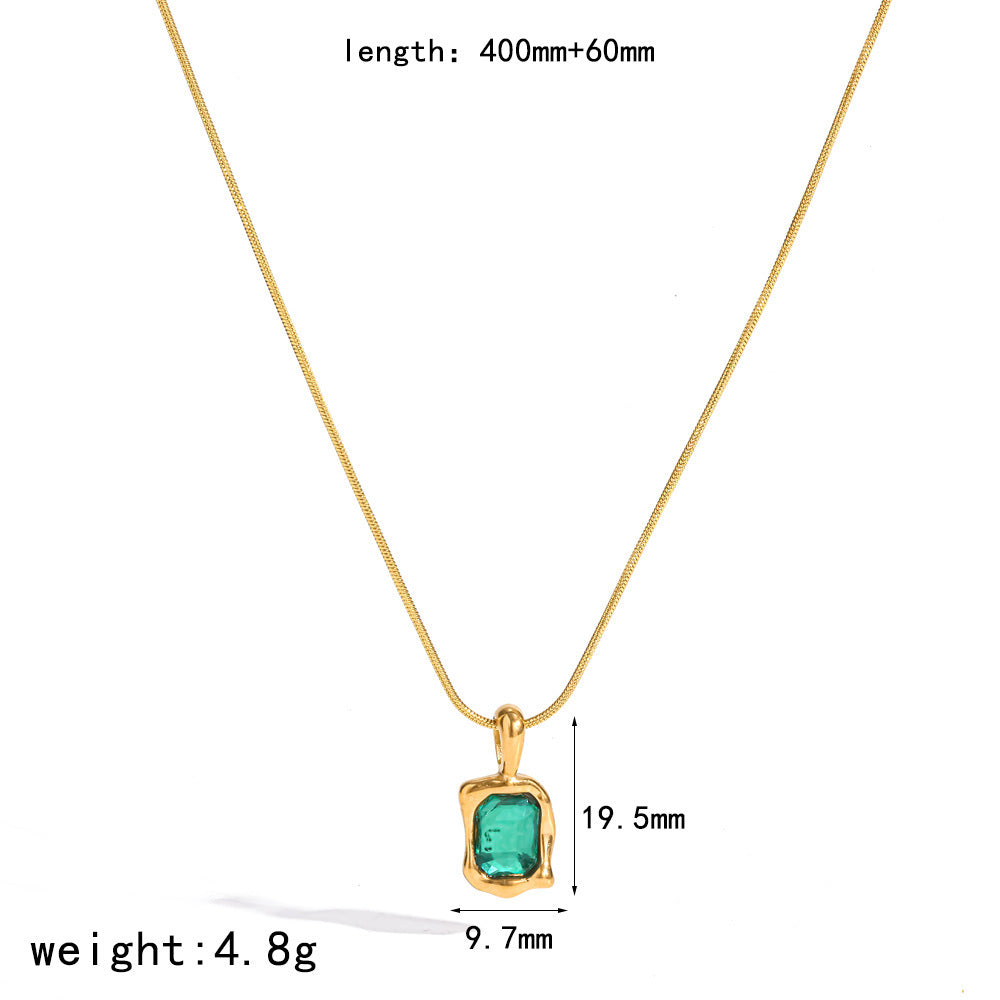 Wholesale PVD Gold Plated Stainless Steel Rhinestone Pendant Necklace Geometric Snake Chain Jewelry Everyday Party Gift