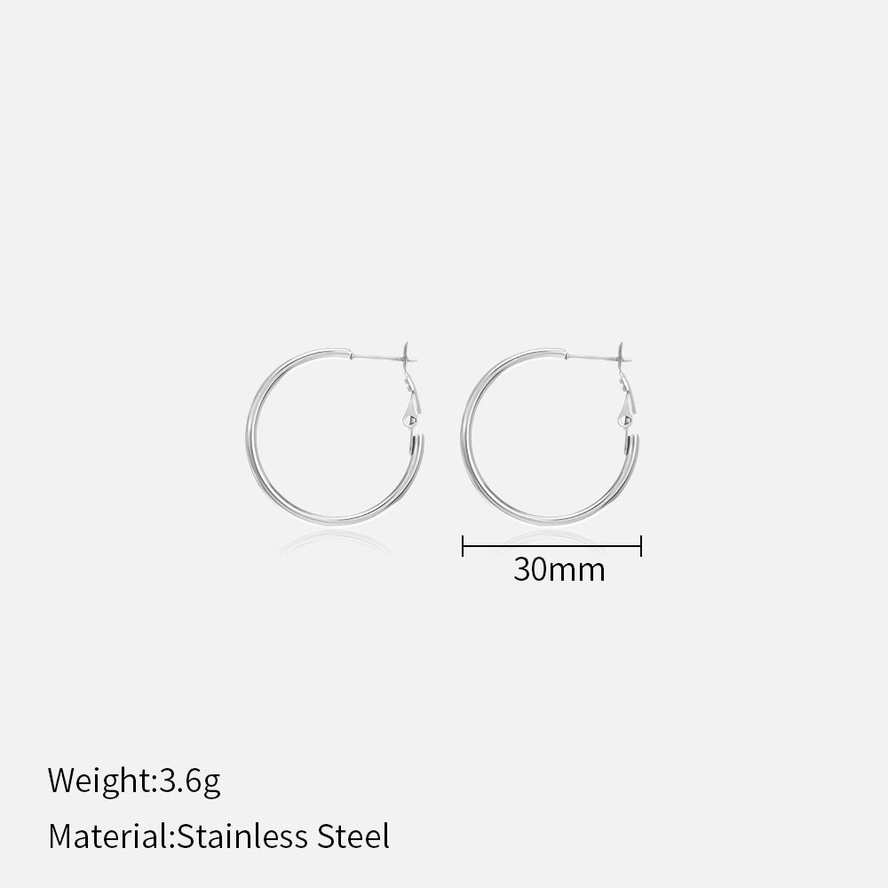 Wholesale  Popular 30/40/50/60mm Stainless Steel Round Earrings