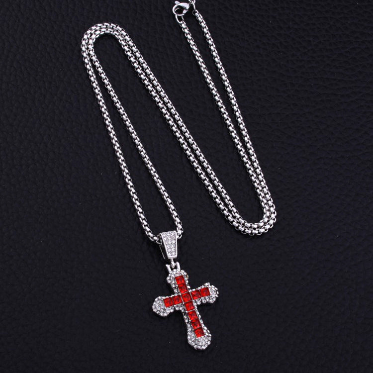 Wholesale Full Diamond Cross Necklaces Long Necklaces ACC-NE-Xunb003