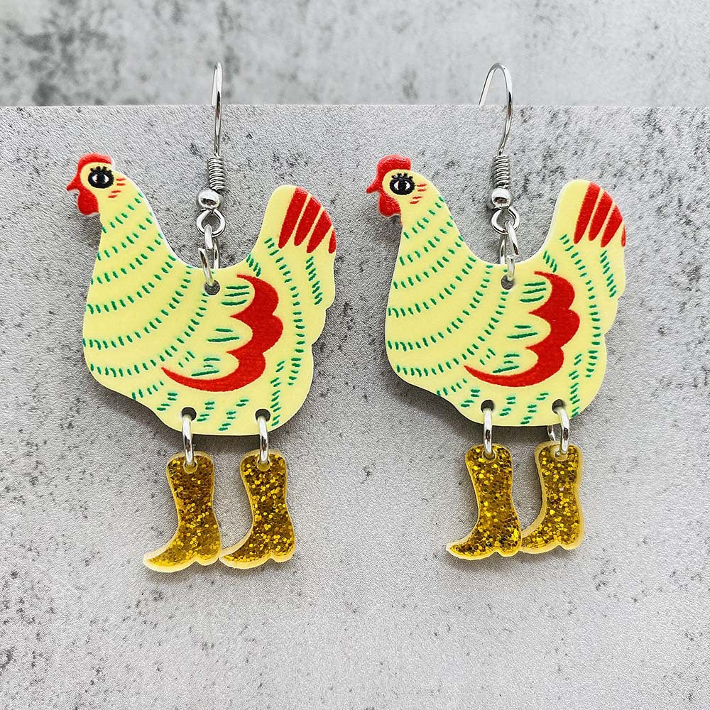 Wholesale Halloween Christmas Rooster Acrylic Earrings ACC-ES-ChenY053