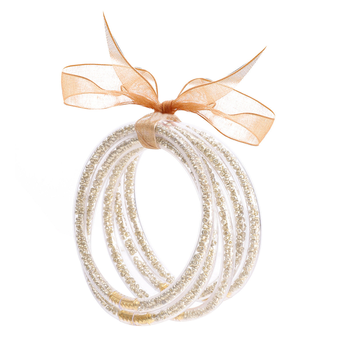 Wholesale Rice Beads Colorful Ribbon Plastic Silicone Tube Bracelet Jelly Bangles Beaded Bracelets ACC-BT-YTian005