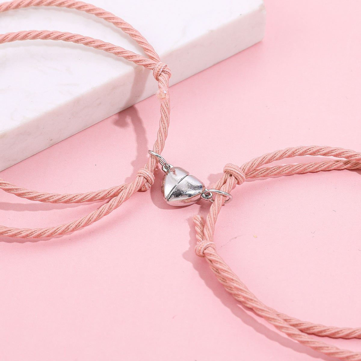 Wholesale  Magnet Electrocardiogram  Black and White Braided Love Magnet Bracelet suit